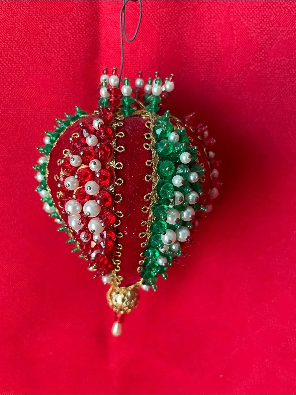 Handcrafted Blue and Multicolor Pins & Sequins Holiday Ornament Set of 5